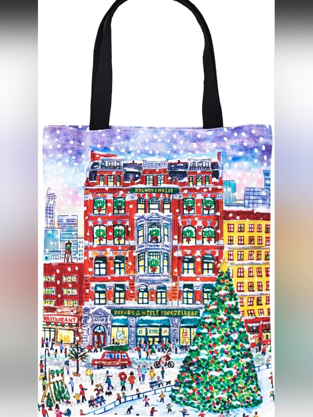 Barnes & Noble Michael Storrings Union Square Canvas Tote Bag Holiday